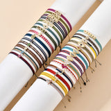 ZMZY Bohemian Handmade Woven Rope Chain Bracelet Ethnic Adjustable Crystal Heart Charms Bracelets for Women Girl Cuff Jewelry daiiibabyyy