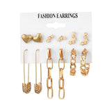 FNIO Women's Earrings Set Pearl Earrings For Women Bohemian Fashion Jewelry  Geometric Crystal Heart Stud Earrings daiiibabyyy