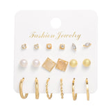 FNIO Women's Earrings Set Pearl Earrings For Women Bohemian Fashion Jewelry  Geometric Crystal Heart Stud Earrings daiiibabyyy