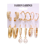 FNIO Women's Earrings Set Pearl Earrings For Women Bohemian Fashion Jewelry  Geometric Crystal Heart Stud Earrings daiiibabyyy