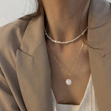 2021New Vintage Irregular Pearl Jewelry Gold Plated Chunky Link Chain Layered Necklaces for Women Ladies Pearl Necklace daiiibabyyy
