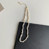 2021New Vintage Irregular Pearl Jewelry Gold Plated Chunky Link Chain Layered Necklaces for Women Ladies Pearl Necklace daiiibabyyy