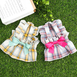 Polyester Small Dog Dress Teddy Plaid Pet Clothing Classical Style Printed Pattern Clothes For Little Dog daiiibabyyy