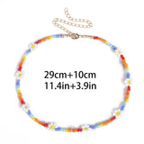 Bohemian White And BlueSeed Bead Flower Choker Necklace Statement Short Collar Clavicle Chain Necklace For Women Jewelry Bijoux daiiibabyyy