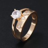 LUALA 585 Rose Gold Rings for Woman AAA Cubic Zirconia Engagement  Wedding Luxury Fashion Jewelry Ring Set No Fade daiiibabyyy