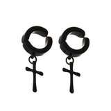 New Popular 1Pair Stainless Steel Ear Stud/Ear Clip Dangle Earrings For Men/Women Punk Black Piercing Fake Earrings Jewelry Gift daiiibabyyy