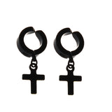 New Popular 1Pair Stainless Steel Ear Stud/Ear Clip Dangle Earrings For Men/Women Punk Black Piercing Fake Earrings Jewelry Gift daiiibabyyy