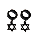 New Popular 1Pair Stainless Steel Ear Stud/Ear Clip Dangle Earrings For Men/Women Punk Black Piercing Fake Earrings Jewelry Gift daiiibabyyy