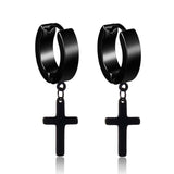 New Popular 1Pair Stainless Steel Ear Stud/Ear Clip Dangle Earrings For Men/Women Punk Black Piercing Fake Earrings Jewelry Gift daiiibabyyy