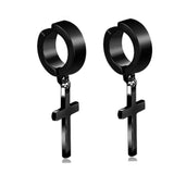 New Popular 1Pair Stainless Steel Ear Stud/Ear Clip Dangle Earrings For Men/Women Punk Black Piercing Fake Earrings Jewelry Gift daiiibabyyy