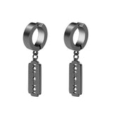 New Popular 1Pair Stainless Steel Ear Stud/Ear Clip Dangle Earrings For Men/Women Punk Black Piercing Fake Earrings Jewelry Gift daiiibabyyy