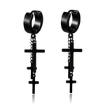 New Popular 1Pair Stainless Steel Ear Stud/Ear Clip Dangle Earrings For Men/Women Punk Black Piercing Fake Earrings Jewelry Gift daiiibabyyy