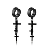 New Popular 1Pair Stainless Steel Ear Stud/Ear Clip Dangle Earrings For Men/Women Punk Black Piercing Fake Earrings Jewelry Gift daiiibabyyy