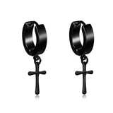 New Popular 1Pair Stainless Steel Ear Stud/Ear Clip Dangle Earrings For Men/Women Punk Black Piercing Fake Earrings Jewelry Gift daiiibabyyy