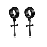 New Popular 1Pair Stainless Steel Ear Stud/Ear Clip Dangle Earrings For Men/Women Punk Black Piercing Fake Earrings Jewelry Gift daiiibabyyy