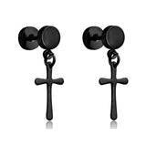 New Popular 1Pair Stainless Steel Ear Stud/Ear Clip Dangle Earrings For Men/Women Punk Black Piercing Fake Earrings Jewelry Gift daiiibabyyy