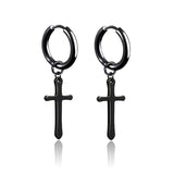 New Popular 1Pair Stainless Steel Ear Stud/Ear Clip Dangle Earrings For Men/Women Punk Black Piercing Fake Earrings Jewelry Gift daiiibabyyy