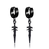 New Popular 1Pair Stainless Steel Ear Stud/Ear Clip Dangle Earrings For Men/Women Punk Black Piercing Fake Earrings Jewelry Gift daiiibabyyy