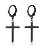 New Popular 1Pair Stainless Steel Ear Stud/Ear Clip Dangle Earrings For Men/Women Punk Black Piercing Fake Earrings Jewelry Gift daiiibabyyy