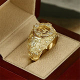 Golden Carved Crown Rings for Men Jewelry Wedding Promise Ring Ladies Full Crystal Ring Female Women Vintage Couple Rings Femme