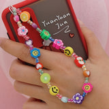 HangZhi 2021 New Acrylic Smile Flower Beads Chain for Mobile Phone Anti-lost Cord Strap Wristband Bracelet Multi-use Lanyard daiiibabyyy