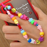 HangZhi 2021 New Acrylic Smile Flower Beads Chain for Mobile Phone Anti-lost Cord Strap Wristband Bracelet Multi-use Lanyard daiiibabyyy