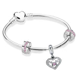 BRACE CO European Heart-shaped Pendant Charm Bracelet Fit Women's Jewellery Snake Chain Rose Gold Metal Fashion Fine Bracelets daiiibabyyy