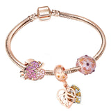 BRACE CO European Heart-shaped Pendant Charm Bracelet Fit Women's Jewellery Snake Chain Rose Gold Metal Fashion Fine Bracelets daiiibabyyy