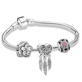 BRACE CO European Heart-shaped Pendant Charm Bracelet Fit Women's Jewellery Snake Chain Rose Gold Metal Fashion Fine Bracelets daiiibabyyy
