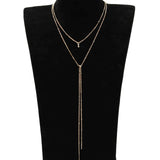 2021 Simple Gold Silver Color Chain Choker Necklace Long Beads Tassel Chocker Necklaces For Women collar collier ras du cou daiiibabyyy