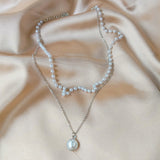 SUMENG 2021 New Fashion Kpop Pearl Choker Necklace Cute Double Layer Chain Pendant For Women Jewelry Girl Gift daiiibabyyy