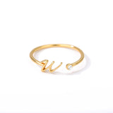 Tiny Initial Letter Rings For Women Stainless Steel Gold Letter Finger Adjustable A-Z Ring Boho Aesthetic Jewelry bijoux femme daiiibabyyy