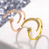 IPARAM New Design CZ Zircon Star Moon Ring 2021 Fashion Statement Geometric Gold Silver Color Charm Lady Girl Ring Jewelry daiiibabyyy