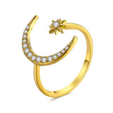 IPARAM New Design CZ Zircon Star Moon Ring 2021 Fashion Statement Geometric Gold Silver Color Charm Lady Girl Ring Jewelry daiiibabyyy