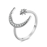 IPARAM New Design CZ Zircon Star Moon Ring 2021 Fashion Statement Geometric Gold Silver Color Charm Lady Girl Ring Jewelry daiiibabyyy