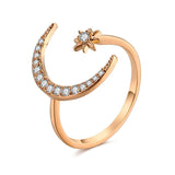 IPARAM New Design CZ Zircon Star Moon Ring 2021 Fashion Statement Geometric Gold Silver Color Charm Lady Girl Ring Jewelry daiiibabyyy