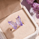 New Butterfly Ring Purple Fashion Popular Temperament Sweet Romantic Female Jewelry Girl Wedding Gift daiiibabyyy