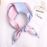 Sweet Love Print Women Small Silk Scarf Handle Bag Ribbons Female Head Scarves Sharp angle Green  90*10cm daiiibabyyy