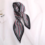Sweet Love Print Women Small Silk Scarf Handle Bag Ribbons Female Head Scarves Sharp angle Green  90*10cm daiiibabyyy