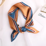 Sweet Love Print Women Small Silk Scarf Handle Bag Ribbons Female Head Scarves Sharp angle Green  90*10cm daiiibabyyy