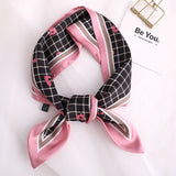 Sweet Love Print Women Small Silk Scarf Handle Bag Ribbons Female Head Scarves Sharp angle Green  90*10cm daiiibabyyy