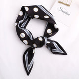 Sweet Love Print Women Small Silk Scarf Handle Bag Ribbons Female Head Scarves Sharp angle Green  90*10cm daiiibabyyy
