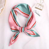 Sweet Love Print Women Small Silk Scarf Handle Bag Ribbons Female Head Scarves Sharp angle Green  90*10cm daiiibabyyy