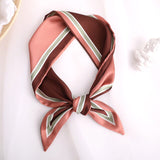 Sweet Love Print Women Small Silk Scarf Handle Bag Ribbons Female Head Scarves Sharp angle Green  90*10cm daiiibabyyy