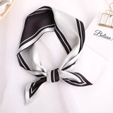 Sweet Love Print Women Small Silk Scarf Handle Bag Ribbons Female Head Scarves Sharp angle Green  90*10cm daiiibabyyy