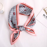 Sweet Love Print Women Small Silk Scarf Handle Bag Ribbons Female Head Scarves Sharp angle Green  90*10cm daiiibabyyy