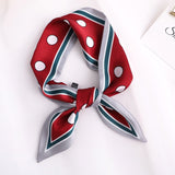 Sweet Love Print Women Small Silk Scarf Handle Bag Ribbons Female Head Scarves Sharp angle Green  90*10cm daiiibabyyy