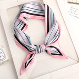 Sweet Love Print Women Small Silk Scarf Handle Bag Ribbons Female Head Scarves Sharp angle Green  90*10cm daiiibabyyy