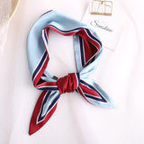 Sweet Love Print Women Small Silk Scarf Handle Bag Ribbons Female Head Scarves Sharp angle Green  90*10cm daiiibabyyy