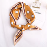 Sweet Love Print Women Small Silk Scarf Handle Bag Ribbons Female Head Scarves Sharp angle Green  90*10cm daiiibabyyy